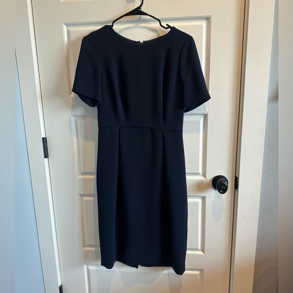 J. Crew Navy Short Sleeve Crewneck Midi Dress